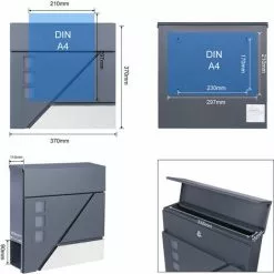 WILTEC Boîte Aux Lettres Avec Porte-journaux V39 Boîte Postale Murale Acier Inox Boîte Aux Lettres Gris Anthracite 11 WILTEC Boîte Aux Lettres Avec Porte-journaux V39 Boîte Postale Murale Acier Inox Boîte Aux Lettres Gris Anthracite -Wiltec Boutique 45434876 5