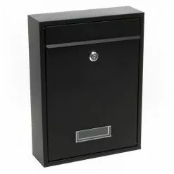 WILTEC Boite Aux Lettres Murale Courrier Noir Revêtement Par Poudre V1