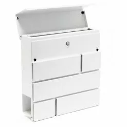 WILTEC Designer Boîte Aux Lettres Boîte Aux Lettres V15 Blanc Temps De Journaux Boîte Postale Enduit De Poudre -Wiltec Boutique 4616647 2