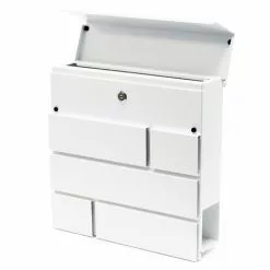 WILTEC Designer Boîte Aux Lettres Boîte Aux Lettres V15 Blanc Temps De Journaux Boîte Postale Enduit De Poudre -Wiltec Boutique 4616647 3