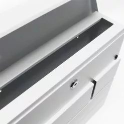 WILTEC Designer Boîte Aux Lettres Boîte Aux Lettres V15 Blanc Temps De Journaux Boîte Postale Enduit De Poudre -Wiltec Boutique 4616647 5