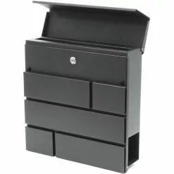 WILTEC Designer Boîte Aux Lettres Boîte Aux Lettres V15 Anthracite Temps De Journaux Boîte Postale Enduit De Poudre -Wiltec Boutique 4616651 2