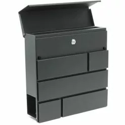 WILTEC Designer Boîte Aux Lettres Boîte Aux Lettres V15 Anthracite Temps De Journaux Boîte Postale Enduit De Poudre -Wiltec Boutique 4616651 3