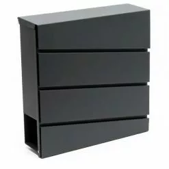 WILTEC Boite Aux Lettres Design V16 Mailbox Anthracite Compartiment à Journal Revêtu Par Poudre