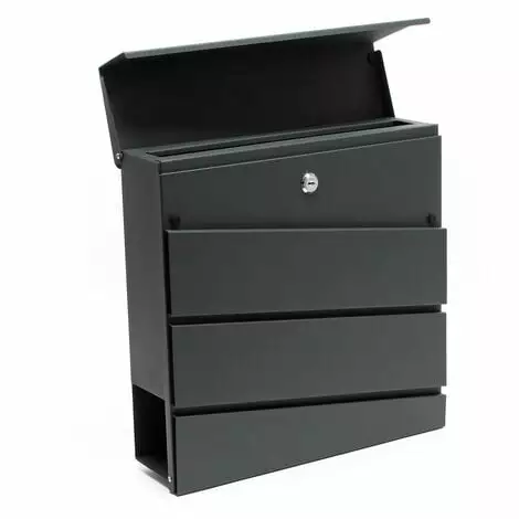 WILTEC Boite Aux Lettres Design V16 Mailbox Anthracite Compartiment à Journal Revêtu Par Poudre 4 WILTEC Boite Aux Lettres Design V16 Mailbox Anthracite Compartiment à Journal Revêtu Par Poudre – Image 2