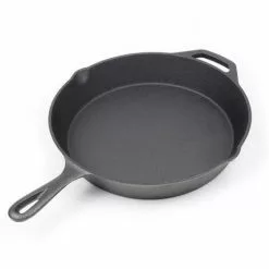 WILTEC Poêle à Frire En Fonte Ø30cm Poêle De Feu Avec Poignée Et Bec Verseur, Poêle Barbecue