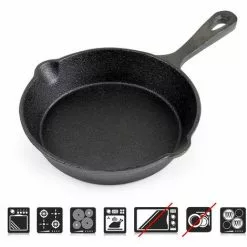 WILTEC Poêle En Fonte Feu De Bois Ø16cm Poignée Tous Types Cuisinière Outdoor Extérieure Effet Antiadhésif -Wiltec Boutique 46520122 3