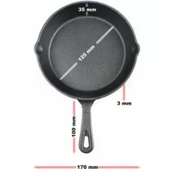 WILTEC Poêle En Fonte Feu De Bois Ø16cm Poignée Tous Types Cuisinière Outdoor Extérieure Effet Antiadhésif -Wiltec Boutique 46520122 5