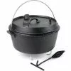 WILTEC Dutch Oven Marmite 10L Dessous-plat Lève-couvercle Fait-tout Fonte Pot Cuisson Feu Camp Camping -Wiltec Boutique 46681947 1