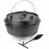 WILTEC Dutch Oven Marmite 8L Dessous-plat Lève-couvercle Fait-tout Fonte Pot Cuisson Feu Camp Camping -Wiltec Boutique 46681977 1