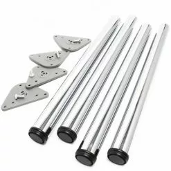 WILTEC Pied De Table Acier Inoxydable Lot De 4 Pieds Chromé Support De Table Réglable 1100mm Ø60mm -Wiltec Boutique 4700770 2