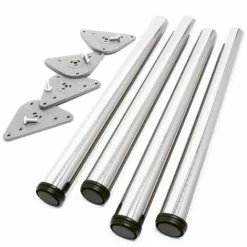 WILTEC Pied De Table Acier Inoxydable Lot De 4 Pieds Nickel Support De Table Réglable 710mm Ø60mm -Wiltec Boutique 4700777 2