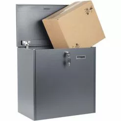 WILTEC Boite Murale à Colis Lettres Verrouillable 50,8x31,5x50cm Gris Usage Domestique Courrier Paquet 8 WILTEC Boite Murale à Colis Lettres Verrouillable 50,8x31,5x50cm Gris Usage Domestique Courrier Paquet -Wiltec Boutique 47316554 2