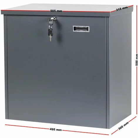 WILTEC Boite Murale à Colis Lettres Verrouillable 50,8x31,5x50cm Gris Usage Domestique Courrier Paquet 6 WILTEC Boite Murale à Colis Lettres Verrouillable 50,8x31,5x50cm Gris Usage Domestique Courrier Paquet – Image 4