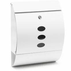 WILTEC Boite Aux Lettres Design V18 Boite Postale Murale Blanc Compartiment Journal Revêtue Par Poudre