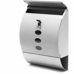 WILTEC Boite Aux Lettres Design V18 Boite Postale Murale Argenté Compartiment Journal Revêtue Par Poudre -Wiltec Boutique 4882957 2