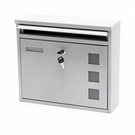 WILTEC Boite Aux Lettres Boite Postale Murale Design Argenté Revêtement Par Poudre Mailbox V12 5 WILTEC Boite Aux Lettres Boite Postale Murale Design Argenté Revêtement Par Poudre Mailbox V12 – Image 3