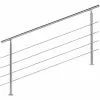 WILTEC Rampe Escalier Acier Affiné V2A 4 Tiges 180cm Rambarde Main Courante Balustrade