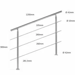 WILTEC Rampe D’escalier Acier Affiné V2A 3 Tiges 120 Cm Rambarde Main Courante Balustrade -Wiltec Boutique 4985441 3