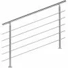 WILTEC Rampe Escalier Acier Affiné V2A 5 Tiges 140cm Rambarde Main Courante Balustrade