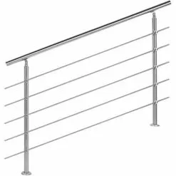 WILTEC Rampe Escalier Acier Affiné V2A 5 Tiges 140cm Rambarde Main Courante Balustrade