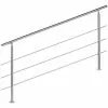 WILTEC Rampe Escalier Acier Affiné V2A 3 Tiges 180cm Rambarde Main Courante Balustrade -Wiltec Boutique 4985446 1