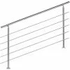 WILTEC Rampe Escalier Acier Affiné V2A 5 Tiges 160cm Rambarde Main Courante Balustrade
