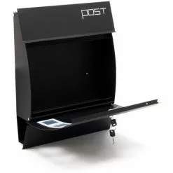 WILTEC Boite Aux Lettres Design Moderne V8 Noire Boite Postale Murale Revêtement Poudre Porte-journaux -Wiltec Boutique 5015830 2