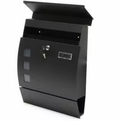 WILTEC Boite Aux Lettres Design Moderne V8 Noire Boite Postale Murale Revêtement Poudre Porte-journaux -Wiltec Boutique 5015830 3