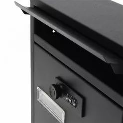 WILTEC Boite Aux Lettres Moderne Noire Avec Serrure à Combinaison Boite Murale Revêtement En Poudre -Wiltec Boutique 5033301 5