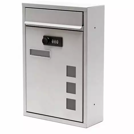 WILTEC Boite Aux Lettres Moderne Argenté Avec Serrure à Combinaison Boite Murale Revêtement En Poudre 4 WILTEC Boite Aux Lettres Moderne Argenté Avec Serrure à Combinaison Boite Murale Revêtement En Poudre – Image 2