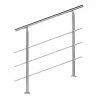 WILTEC Rampe D’escalier Acier Affiné V2A 3 Tiges 100 Cm Rambarde Main Courante Balustrade