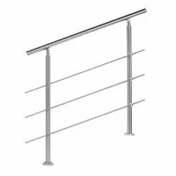 WILTEC Rampe D’escalier Acier Affiné V2A 3 Tiges 100 Cm Rambarde Main Courante Balustrade