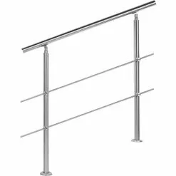 WILTEC Rampe D’escalier Acier Affiné V2A 2 Tiges 80 Cm Rambarde Main Courante Balustrade