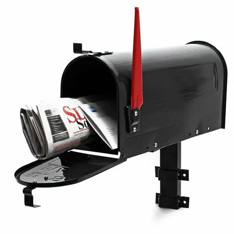 WILTEC Boite Aux Lettres US Mailbox Design Américain Noir Avec Un Support Mural Correspondant 3 WILTEC Boite Aux Lettres US Mailbox Design Américain Noir Avec Un Support Mural Correspondant