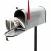 WILTEC Boite Aux Lettres US Mailbox Design Américain Gris Argenté Pied De Support Correspondant Courrier