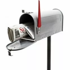 WILTEC Boite Aux Lettres US Mailbox Design Américain Gris Argenté Pied De Support Correspondant Courrier