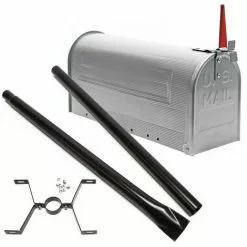 WILTEC Boite Aux Lettres US Mailbox Design Américain Gris Argenté Pied De Support Correspondant Courrier -Wiltec Boutique 5553371 3