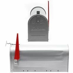 WILTEC Boite Aux Lettres US Mailbox Design Américain Gris Argenté Pied De Support Correspondant Courrier -Wiltec Boutique 5553371 4