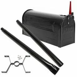 WILTEC Boite Aux Lettres US Mailbox Design Américain Noir Avec Pied De Support Correspondant -Wiltec Boutique 5553383 3