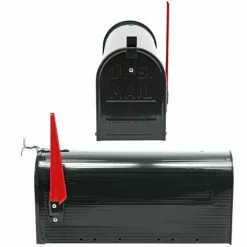 WILTEC Boite Aux Lettres US Mailbox Design Américain Noir Avec Pied De Support Correspondant -Wiltec Boutique 5553383 4