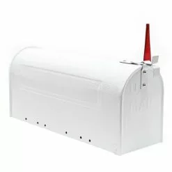 WILTEC Boite Aux Lettres Style Américain Design Couleur Blanche Boite Postale US Mailbox Avec Drapeau -Wiltec Boutique 5553387 2