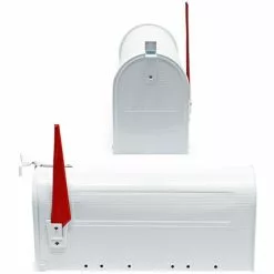 WILTEC Boite Aux Lettres Style Américain Design Couleur Blanche Boite Postale US Mailbox Avec Drapeau -Wiltec Boutique 5553387 3