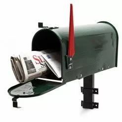 WILTEC Boite Aux Lettres US Mailbox Design Américain Vert Avec Un Support Mural Correspondant