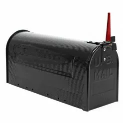 WILTEC Boite Aux Lettres Style Américain Design Couleur Noire Boite Postale US Mailbox Avec Drapeau -Wiltec Boutique 5553389 2