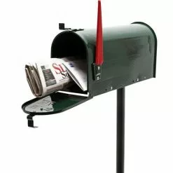 WILTEC Boite Aux Lettres US Mailbox Design Américain Vert Avec Pied De Support Correspondant