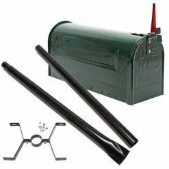 WILTEC Boite Aux Lettres US Mailbox Design Américain Vert Avec Pied De Support Correspondant -Wiltec Boutique 5553393 3