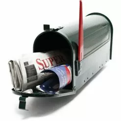 WILTEC Boite Aux Lettres Style Américain Design Couleur Verte Boite Postale US Mailbox Avec Drapeau