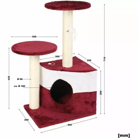 WILTEC Arbre à Chat Rouge 71cm Arbre D’escalade Arbre De Grattage Jeu Chats 7 WILTEC Arbre à Chat Rouge 71cm Arbre D’escalade Arbre De Grattage Jeu Chats – Image 5