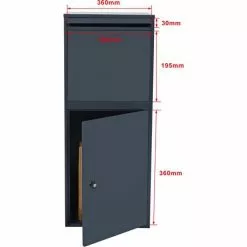 WILTEC Boite Murale à Colis Lettres Verrouillable 41x38,5x72cm Grise Usage Domestique Courrier Paquet -Wiltec Boutique 56802222 5